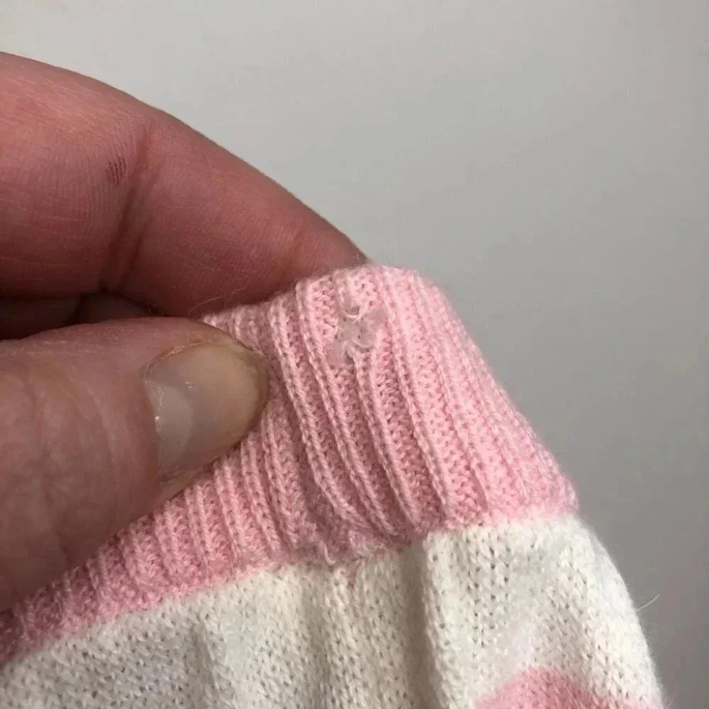 Nordstrom Baby jacket & pants set sweater knit angora pink stripe‎ size 6 months